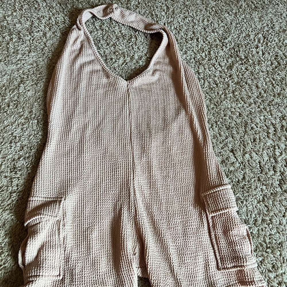 Women's Beige Halter Jumpsuit
